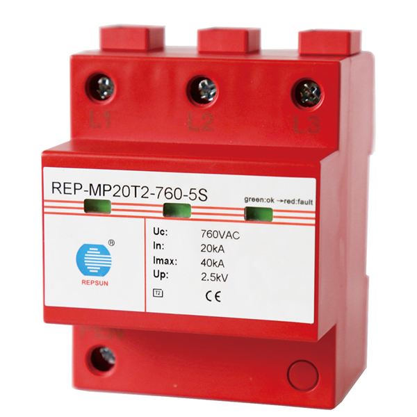 Type 2 lightning protector SPD,low voltage protection level,compact dimension,failure indication window,remote alarm terminal optional