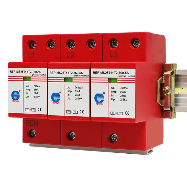 Combination T1+T2 SPD for power supply system of wind turbine with spark gap+Mov technology