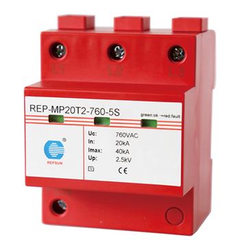 Type 2 lightning protector SPD,low voltage protection level,compact dimension,failure indication window,remote alarm terminal optional