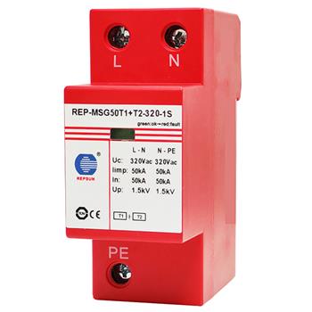 Combination T1+T2 SPD surge protector with spark gap