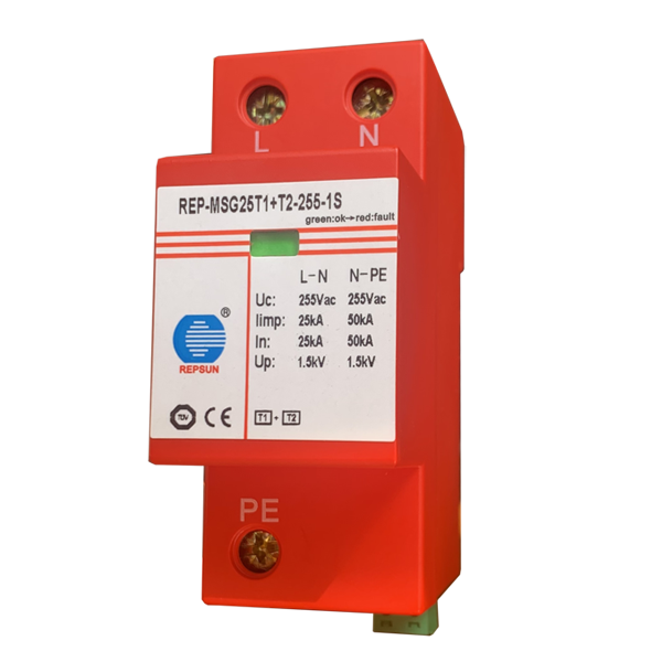 Combination T1+T2 SPD surge protector with minimum size